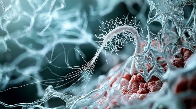 Microbial interaction enterobius vermicularis insight lab environment scientific visualization close-up view