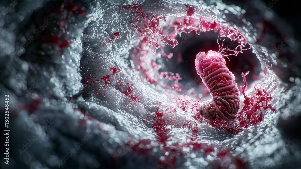 Poster microscopic view of enterobius vermicularis in the human intestinal environment an educational persp