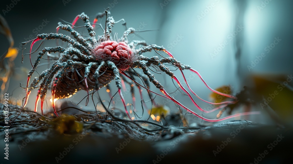 Poster educational image of echinococcus granulosus lifecycle microscopic laboratory science exploration
