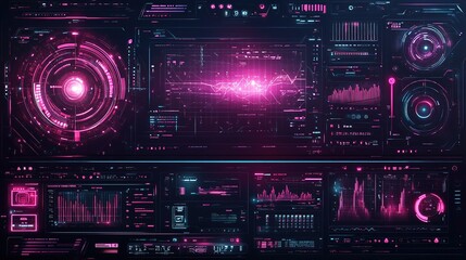 Obraz premium Futuristic digital interface with vector graphics, UI elements, and tech-savvy design for GUI, UI, UX, KIT.