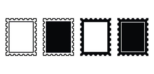 postage stamp icon symbol vector design black white color illustration set