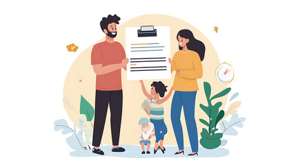 A happy family holding a health insurance approval letter at home (1)
