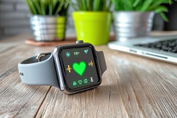 Activity Trackers - A wearable fitness tracker displaying heart rate, sleep quality, and step count in real-time.