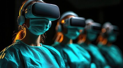 Medical Professionals Wear Virtual Reality Headsets in Healthcare Setting