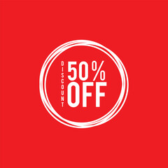50% Off - Speech Bubble, Banner, Paper, Label Template. Vector Stock Illustration