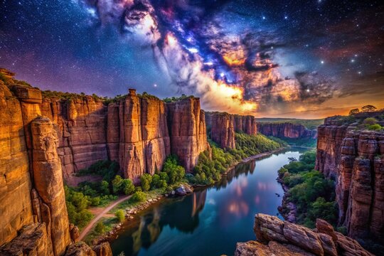 Dramatic Night Sky over Kimberley Pindan Cliffs, Western Australia