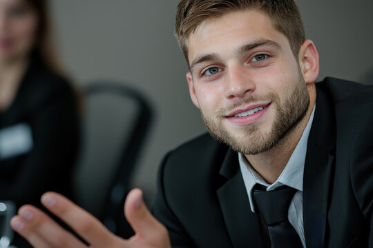 Assertiveness training - A professional confidently speaking in a leadership training workshop, enhancing communication skills.