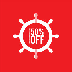 50% Off - Speech Bubble, Banner, Paper, Label Template. Vector Stock Illustration