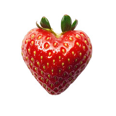 A heart-shaped strawberry, ripe and sweet, bursting with flavor and the essence of summer, isolated on a white background.