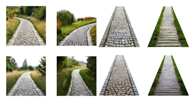 Versatile Pathways for Scenic Landscapes and Urban Settings, Bundle Set Collection, Isolated on Transparent Background