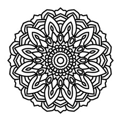 Circular pattern in form of mandala for Henna, Mehndi, tattoo, decoration. Decorative ornament in ethnic oriental style. Flower Mandala. Oriental pattern, Coloring book page.
