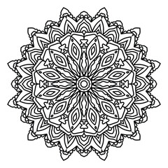 Circular pattern in form of mandala for Henna, Mehndi, tattoo, decoration. Decorative ornament in ethnic oriental style. Flower Mandala. Oriental pattern, Coloring book page.