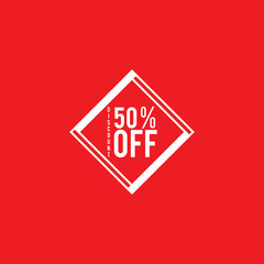 50% Off - Speech Bubble, Banner, Paper, Label Template. Vector Stock Illustration