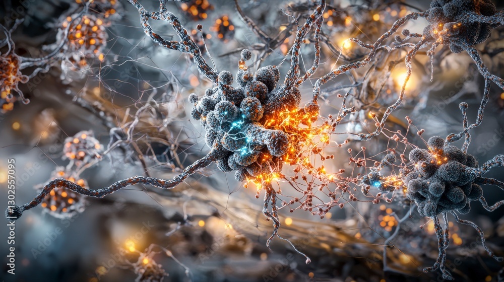 Poster Neural activity visualization brain synapses digital art abstract environment macro viewpoint science concept