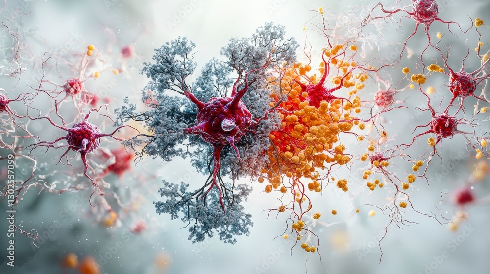 Poster neural activity visualization synaptic connections scientific illustration laboratory close-up conce