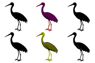 Obraz premium set of STORK Silhouette vector illustration