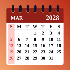 Fresh and vibrant March 2028 calendar. Perfect for managing seasonal transitions, setting goals, and keeping track of important dates

