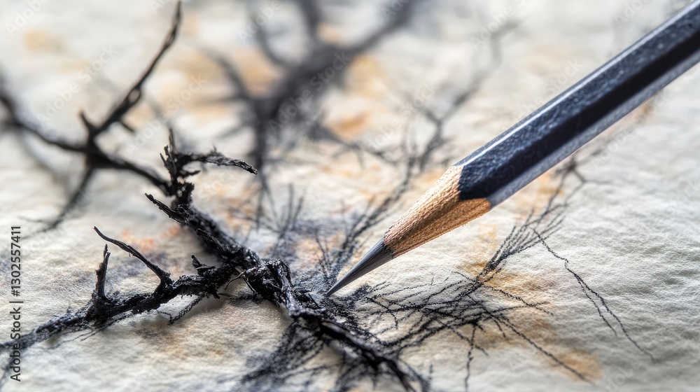 Aufkleber detailed macro shot of graphite pencil marks on text close-up artistic abstract focused creative exp