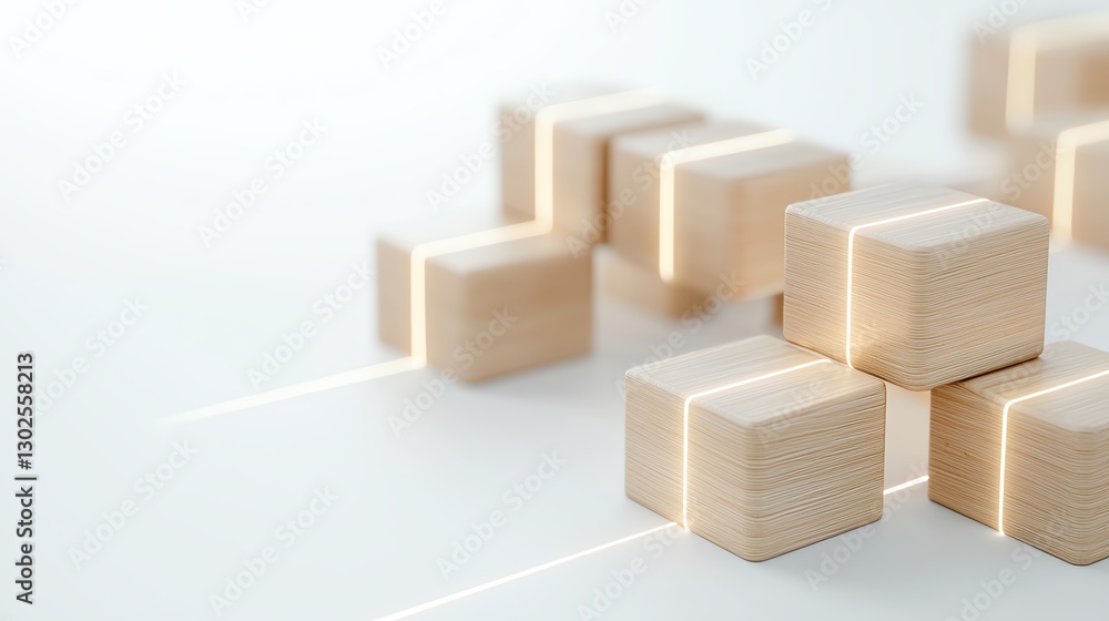 Poster minimalist wooden blocks on a smooth surface, symbolizing balance and simplicity in design.