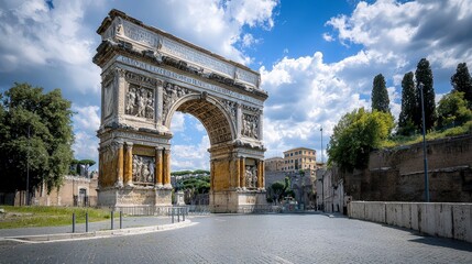 Obraz premium Majestic triumphal arch in rome historical landmark photography urban environment wide-angle view