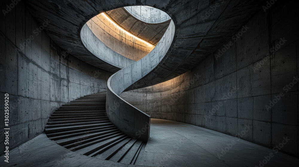 Leinwandbilder exploring brutalist design modern concrete spiral staircase in minimalist architecture with unique p