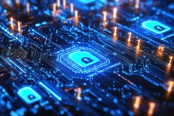 Data Security Concept with Digital Circuit Background
