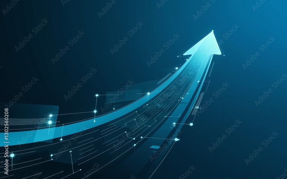 Poster ascending arrow: a dynamic visual representation of progress and growth, with a vibrant, glowing arr