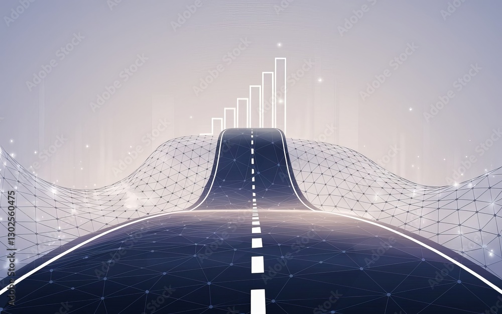 Poster the road to growth: a metaphorical journey unfolds, visualizing the upward trajectory of success, wi