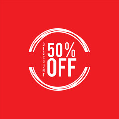 50% Off - Speech Bubble, Banner, Paper, Label Template. Vector Stock Illustration