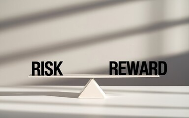 Risk vs. Reward: A visual representation of the critical balance between risk and reward, using a seesaw.