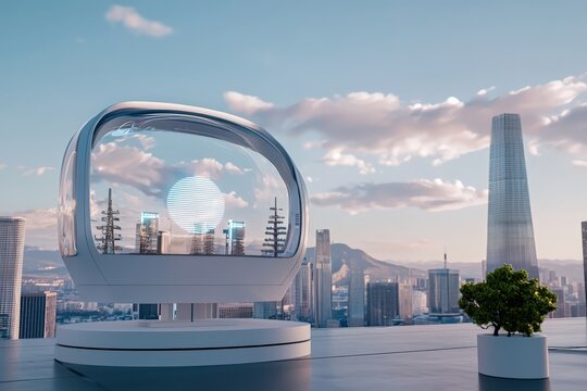 Cryptocurrency and Energy Efficiency - A futuristic cryptocurrency mining facility optimized for energy efficiency.