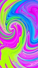 Obraz premium A Vibrant Abstract Background Featuring Swirling Neon Pink, Electric Blue, And Lime Green Hues, With A High-Contrast, Almost Painterly Style, Dynamic Composition And Sharp Focus, Cre.