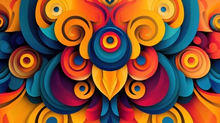 Abstract colorful layered floral pattern design.
