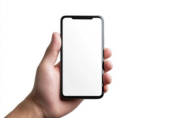 High Definition Picture of Hand Hold Smartphone Mobile Isolated on White