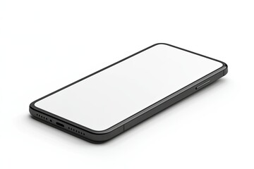 Blank Screen Smartphone with Tilted View Isolated on White Background with Clipping Path