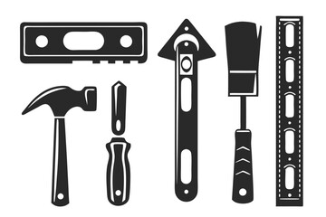 Masonry Tools Silhouette vector illustration
