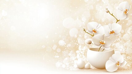 Elegant orchids display in modern minimalist flat design indoor environment gigapixel quality visual