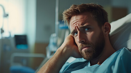 A man unable to afford urgent surgery due to being uninsured, looking frustrated (3)