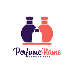 Shop Perfume logo design vector illustration. Perfume logo concept template
