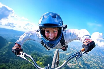 Fototapeta premium Extreme Sports Photography - A photographer capturing high-intensity moments in extreme sports like skydiving or BMX.