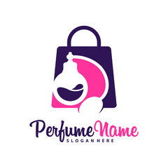 Shop Perfume logo design vector illustration. Perfume logo concept template