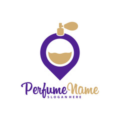 Obraz premium Perfume with Point logo design vector illustration. Perfume logo concept template