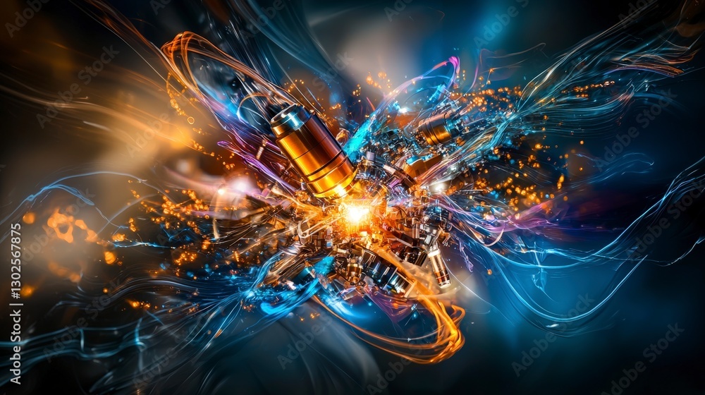 Leinwandbilder Dynamic light refraction through multiple elements abstract space digital art vibrant colors close-up visual innovation