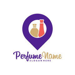 Perfume with Point logo design vector illustration. Perfume logo concept template