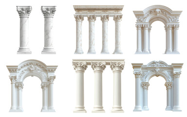 Naklejka premium set of Greek style pillars isolated white background