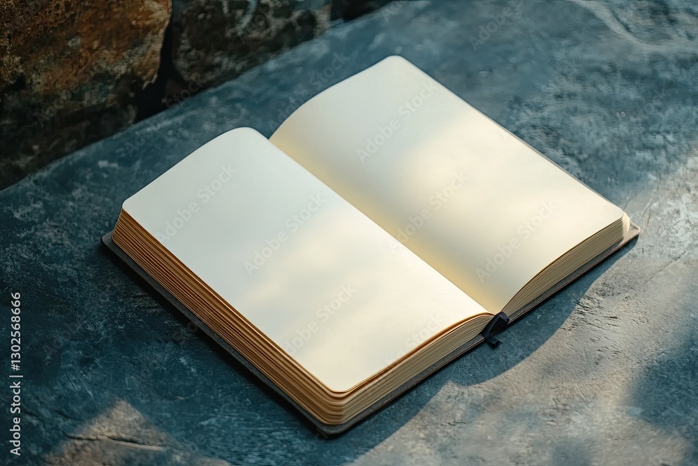 Poster high quality visual of summer composition with open blank notebook