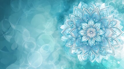 Blue Mandala on Bokeh Azure Background