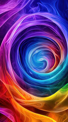 Obraz premium Universal energy, Inner energy connection. Colorful swirling abstract design with vibrant hues and a spiral shape.
