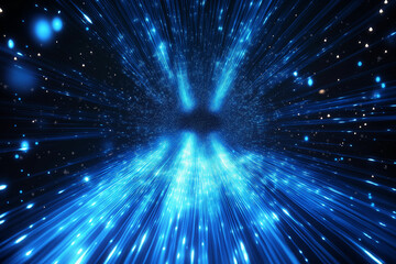 Fototapeta premium Brilliant blue energy stream that appears to cascade downward like a waterfall of light.