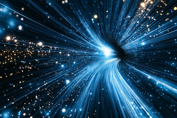 Fototapeta premium Brilliant blue energy stream that appears to cascade downward like a waterfall of light.